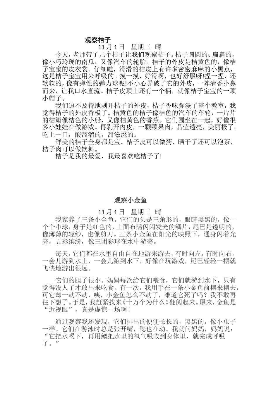 观察日记(观察橘子)_第1页