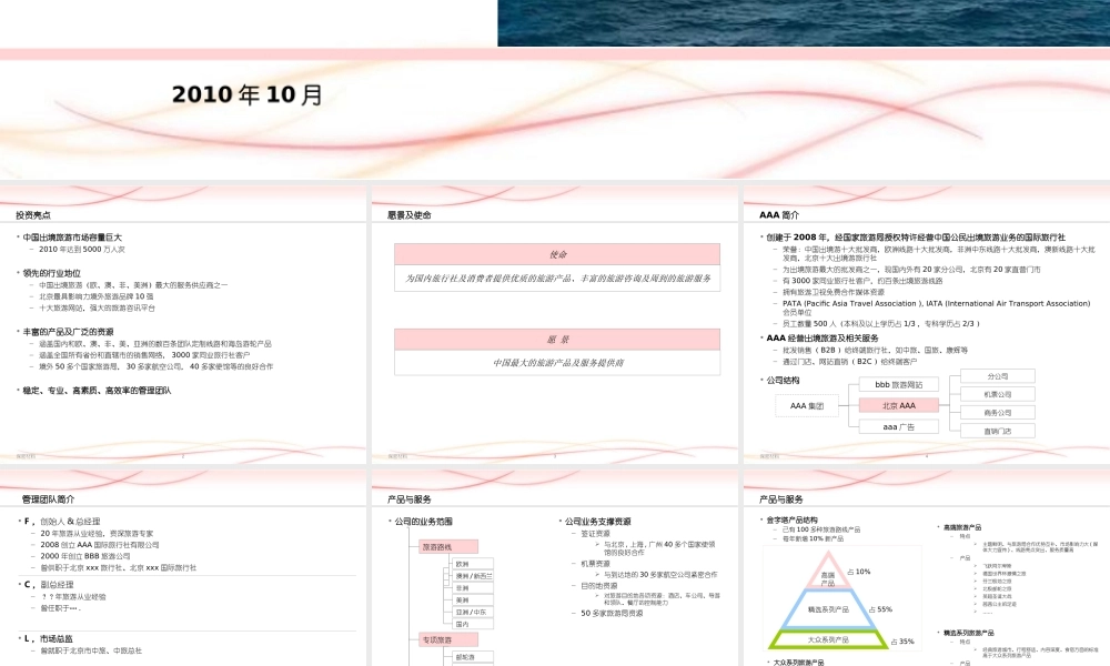商业计划书 PPT范例