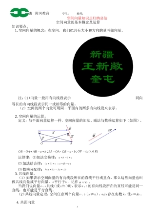 经典空间向量知识点归纳总结