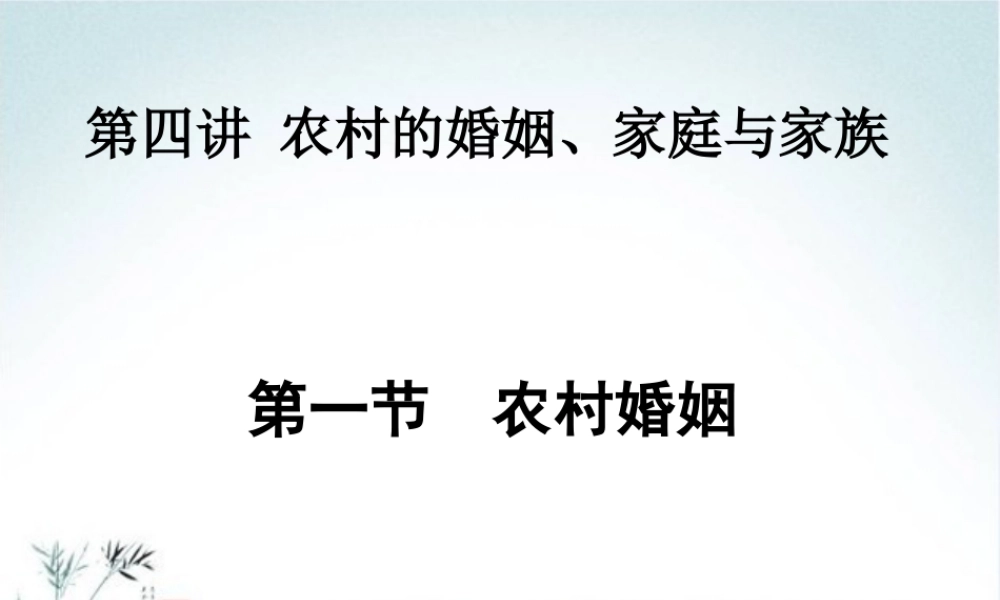 农村社会学课件第四章农村的婚姻、家庭