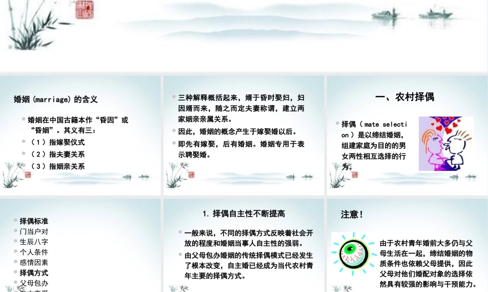 农村社会学课件第四章农村的婚姻、家庭