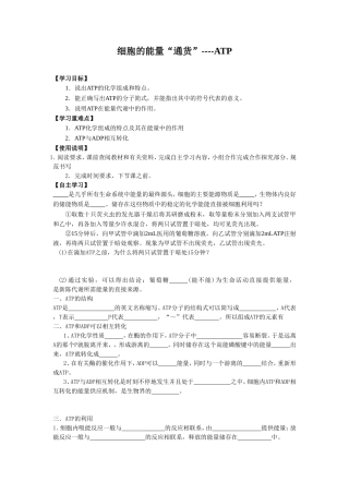 《细胞的能量“通货”——ATP》导学案3