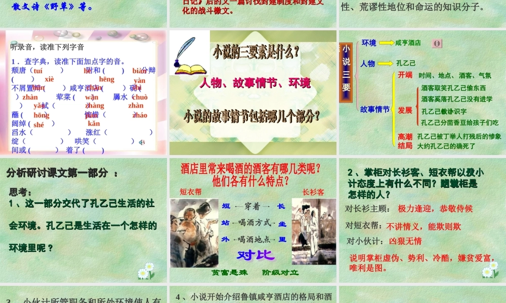 人教版九年级下《孔乙己》ppt课件