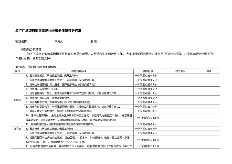 售楼部案场物业服务质量评分_第2页