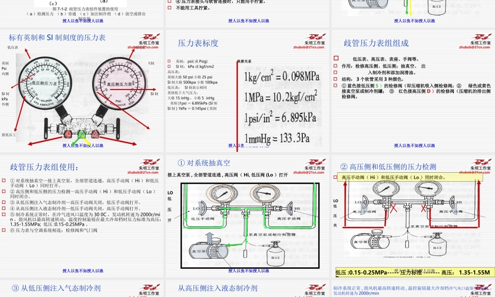 汽车空调构造与维修-9制冷剂的量及压力的检查.ppt.