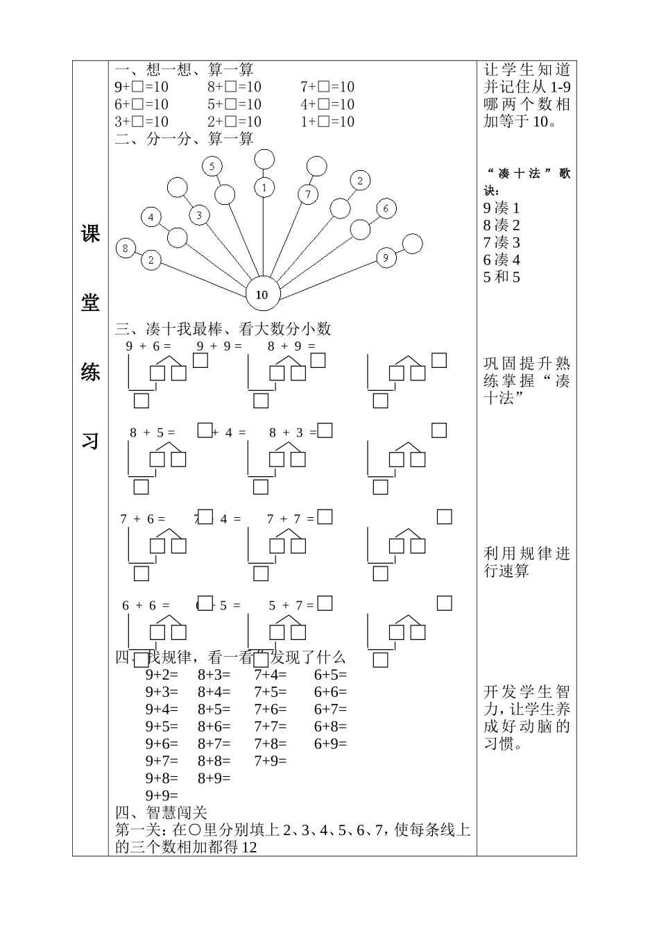 小学数学人教2011课标版一年级一年级数学《凑十法》作业设计_第3页