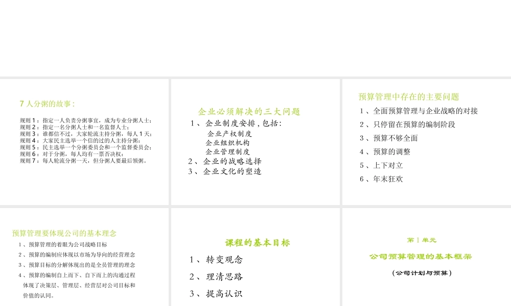 年度计划和公司预算