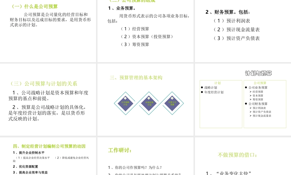 年度计划和公司预算