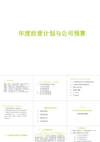 年度计划和公司预算