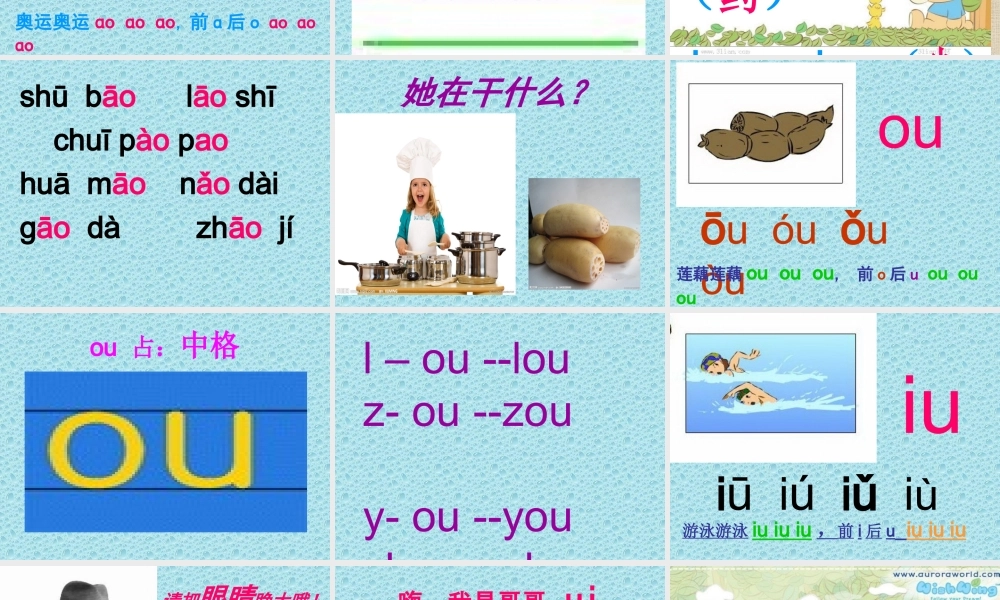 2015秋鲁教版语文一上《ao-ou-iu》ppt课件1