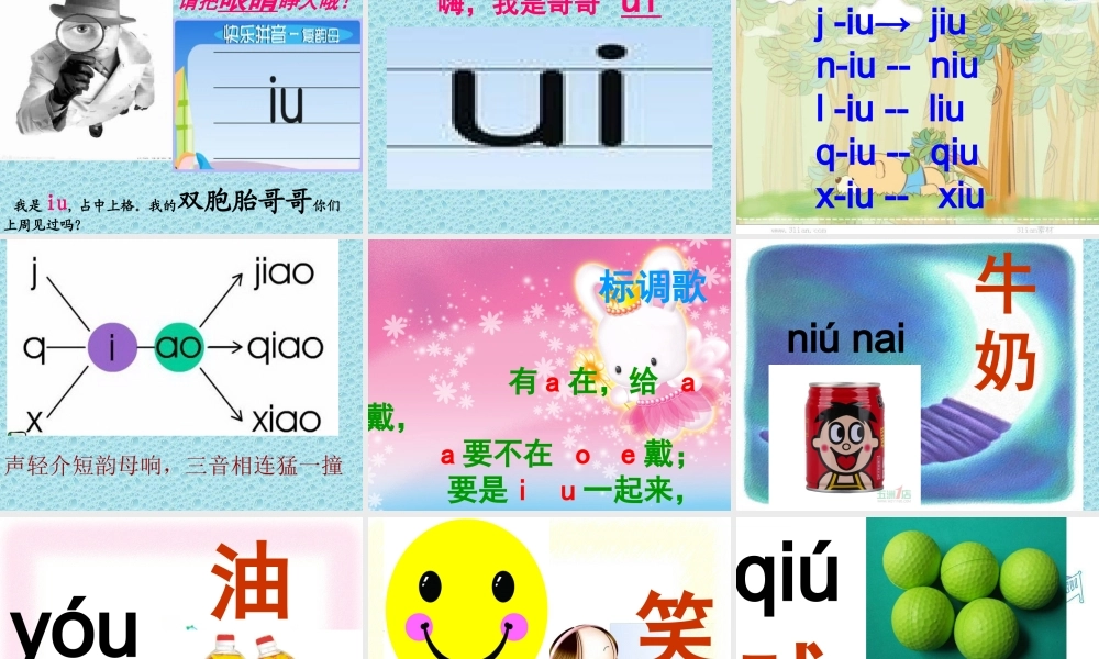 2015秋鲁教版语文一上《ao-ou-iu》ppt课件1