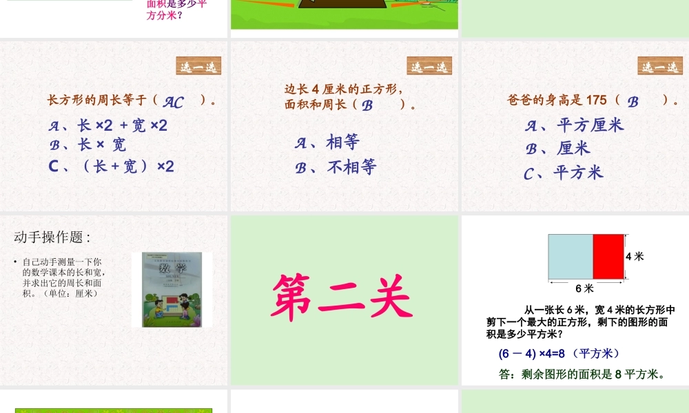 周长和面积的对比练习课