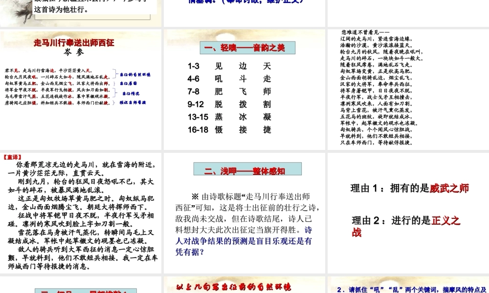 走马川行奉送封大夫出师西征