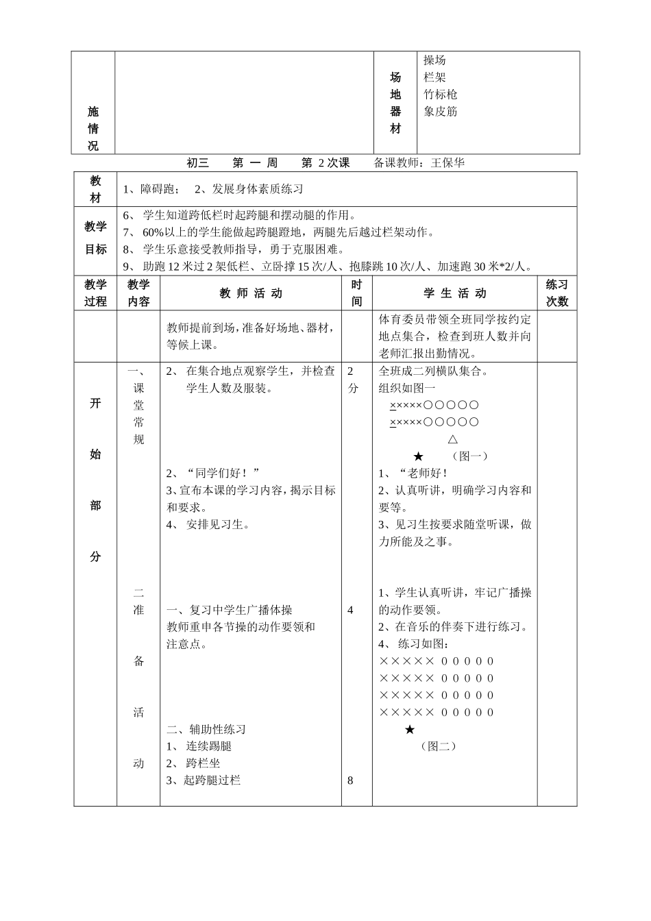 初三体育全册教案_第3页