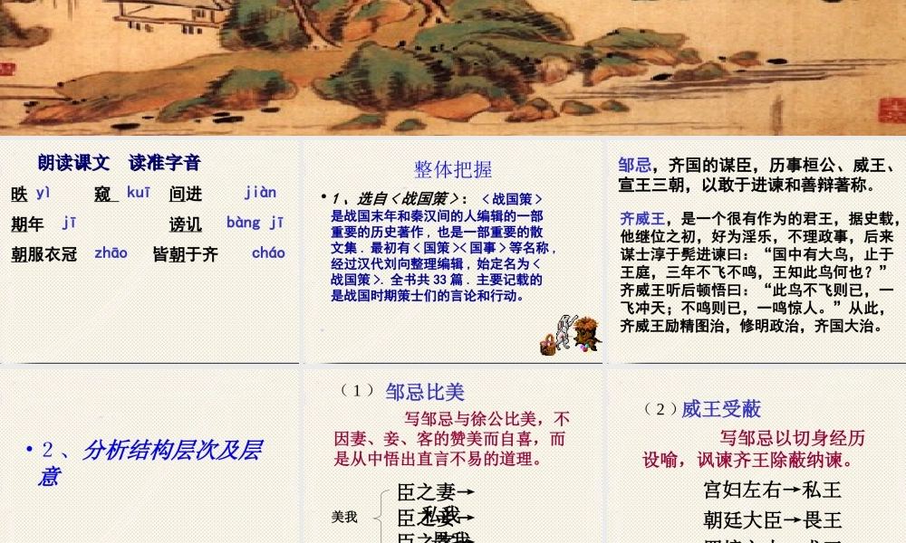 《邹忌讽齐王纳谏》复习课件