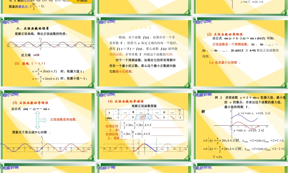 人教版中职数学531正弦函数的-图象和性质