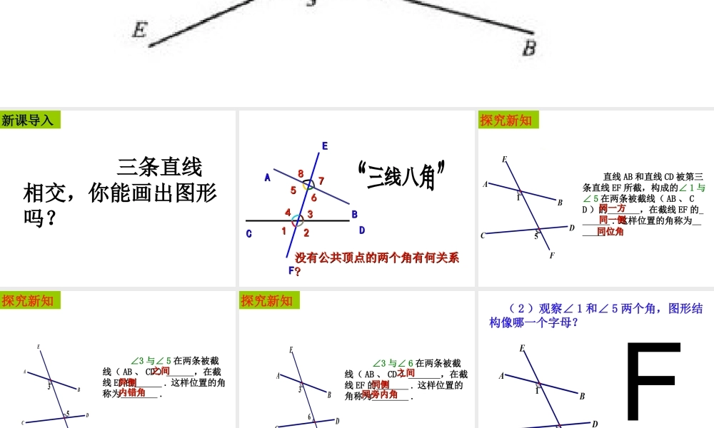 同位角、内错角、同旁内角华师大七上课件