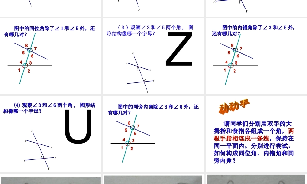 同位角、内错角、同旁内角华师大七上课件