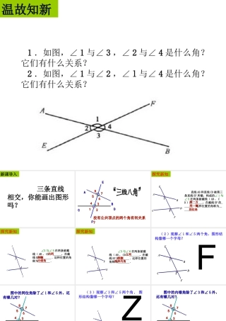 同位角、内错角、同旁内角华师大七上课件