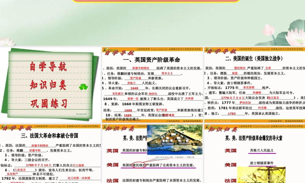 历史(人教新课标九年级上)：第四单元《步入近代》复习课件