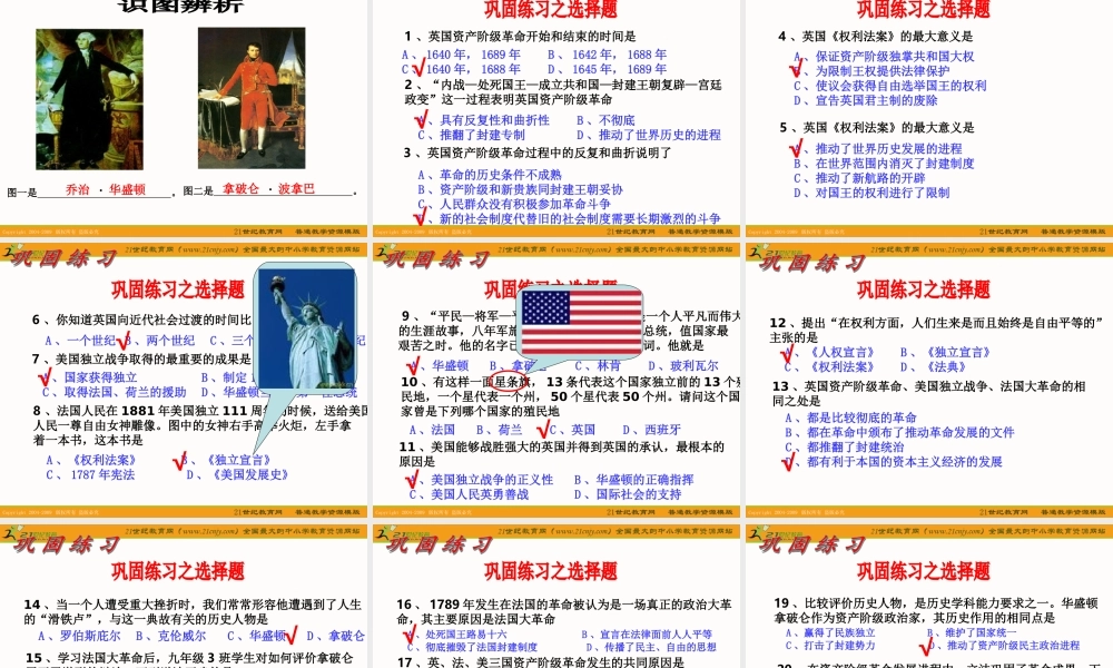 历史(人教新课标九年级上)：第四单元《步入近代》复习课件