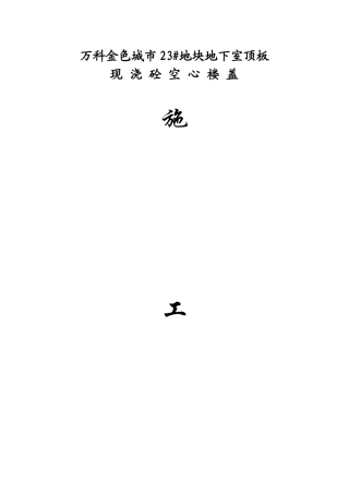 某地产金色城市23#地块芯模施工方案