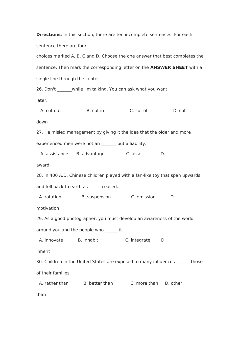 某年同等学力外国语水平考试真题_第2页