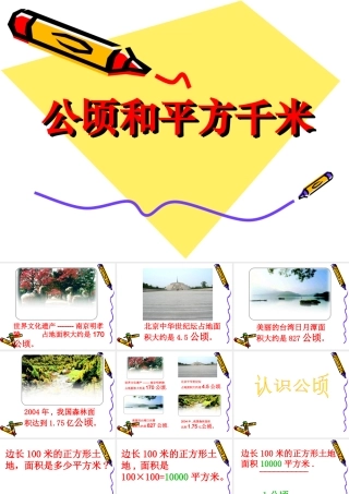 小学人教四年级数学平方米和平方千米