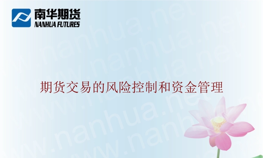 期货资金管理和风险控制.孙道臣ppt