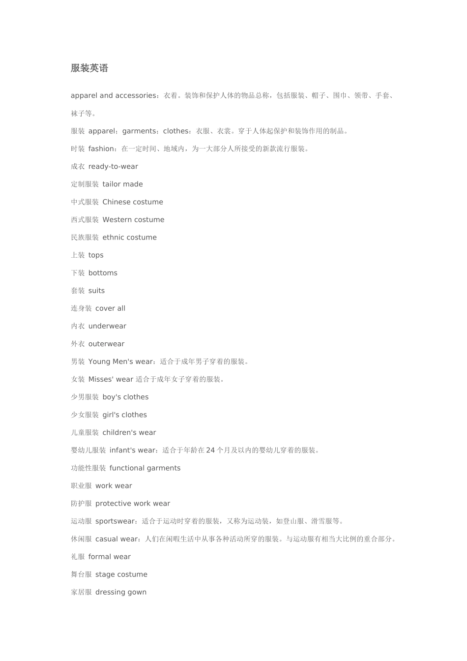 服装英语全集_第1页