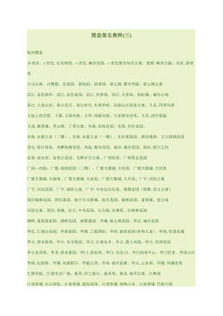 楼盘案名集粹(三)