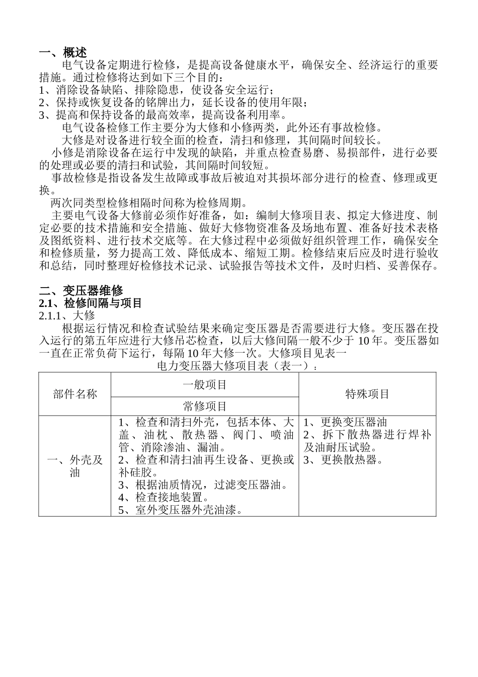 电气设备维修规程(DOC42页)_第1页