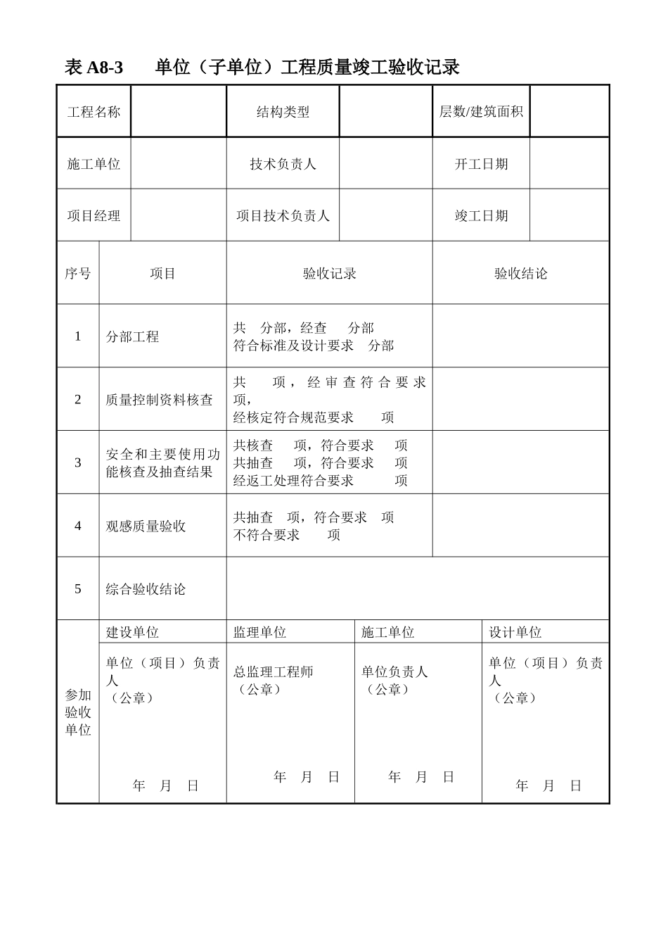 河北弱电建筑工程竣工验收资料表格_第1页