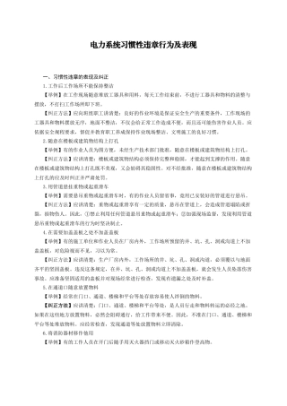 电力系统习惯性违章及表现