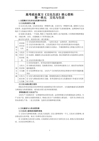 高考政治二轮父子《文化生活》核心资料