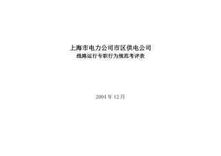 上海市电力公司市区供电公司线路运行专职行为规范考评表