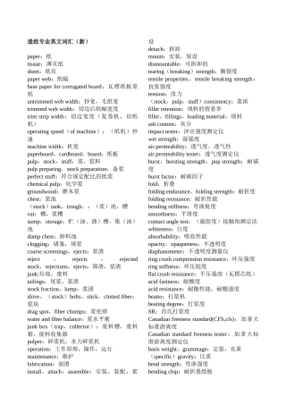 造纸专业英文词汇(新)