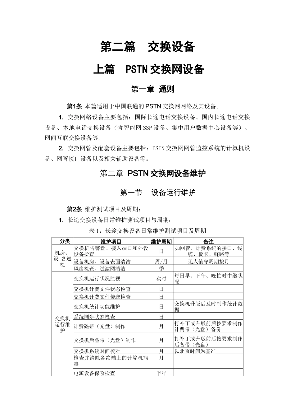 中国联通通信网络运行维护规程--固定网络设备分册-交换_第3页