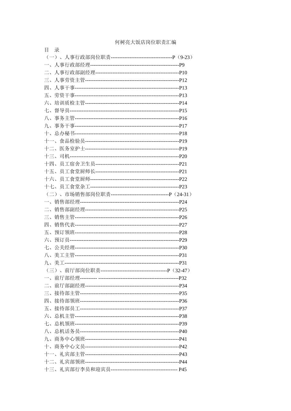 何树亮大饭店岗位职责汇编--heshuliang_第1页