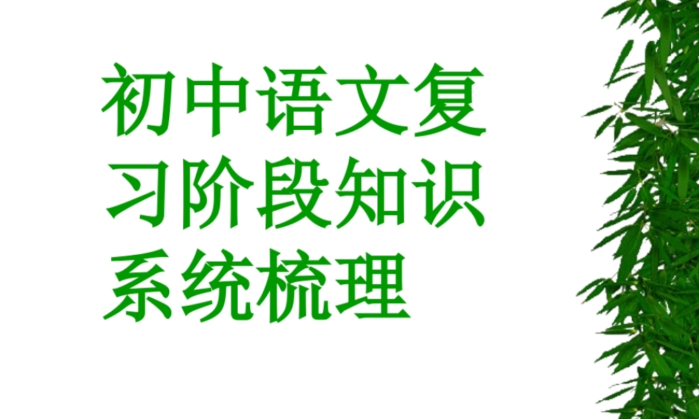 初中语文复习阶段知识系统梳理