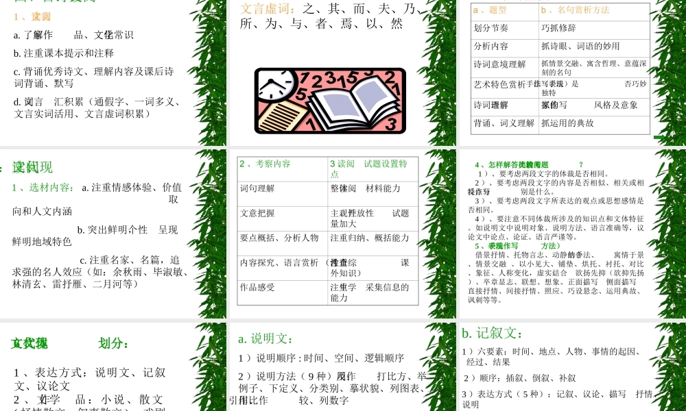 初中语文复习阶段知识系统梳理