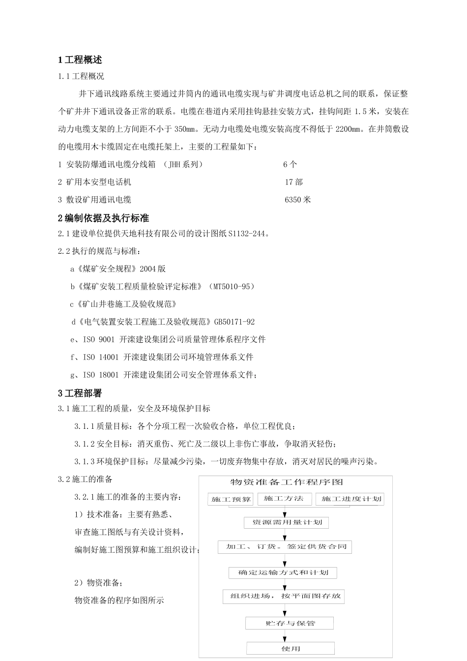 井下通信线路安装工程施工组织设计(DOC6页)_第1页
