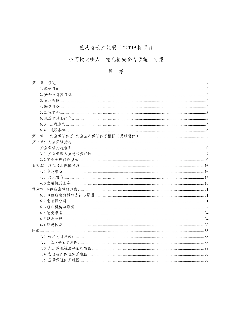 修改小河坎大桥人工挖孔桩安全专项施工方案_第1页