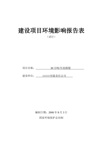 选煤厂报告表