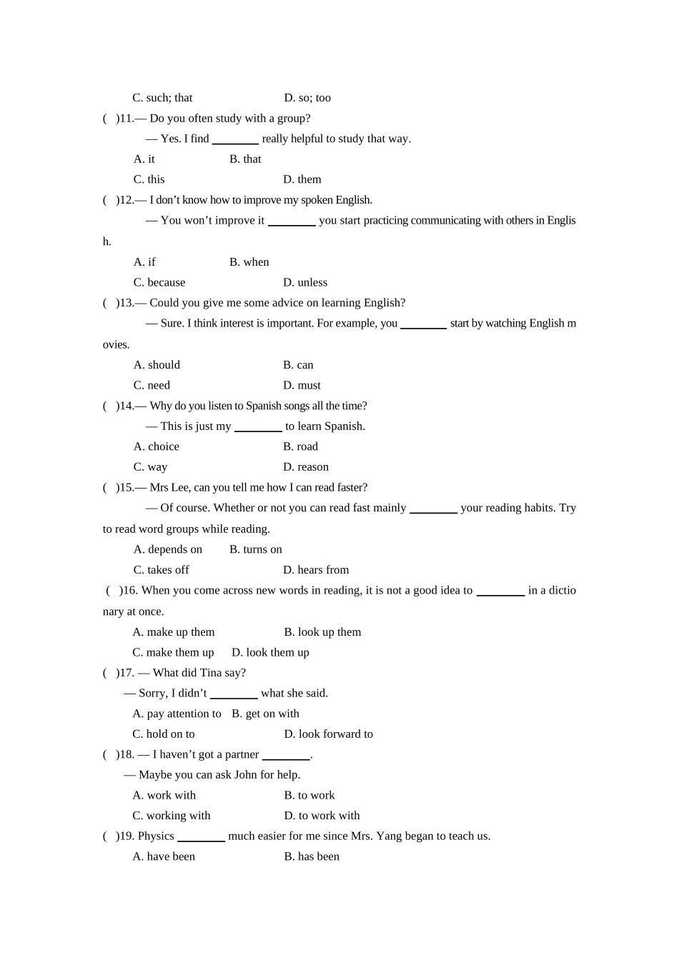 14-15上九年级英语(新目标)Unit1试题(江西)_第2页