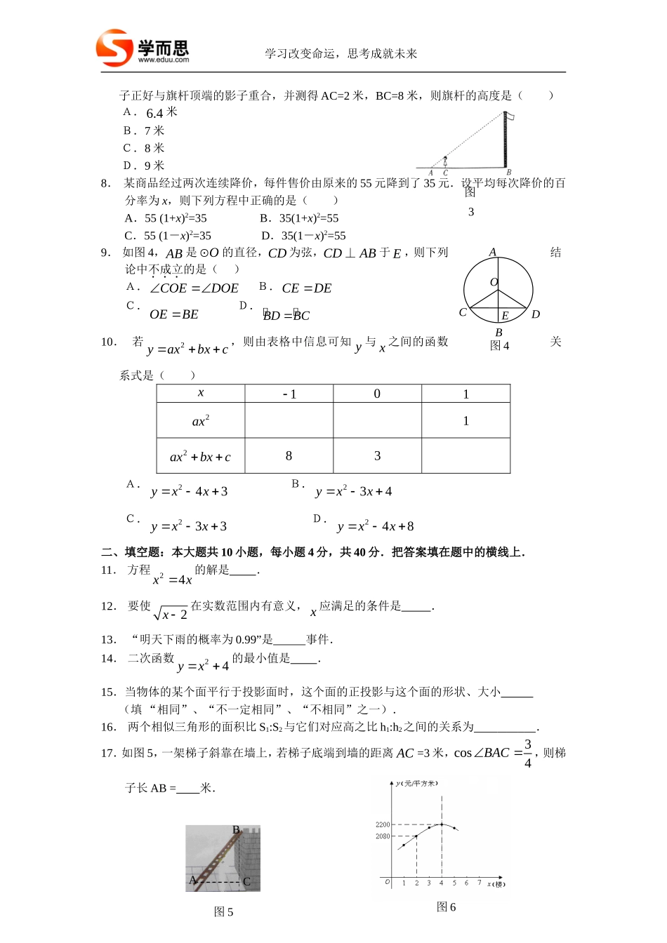 2008年甘肃省庆阳市中考数学试题_第2页