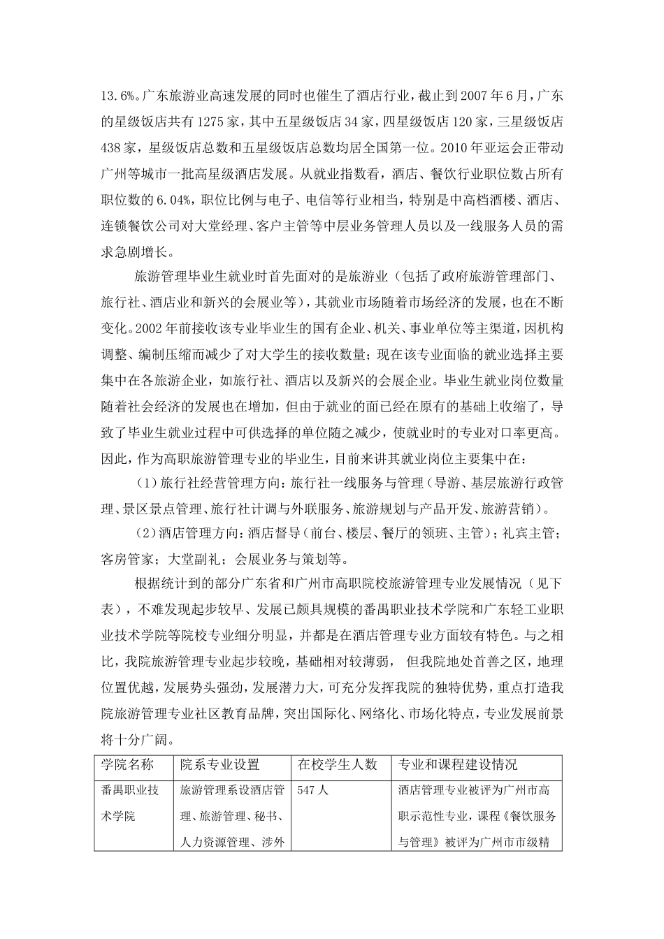广州城市职业学院旅游管理专业建设规划_第2页