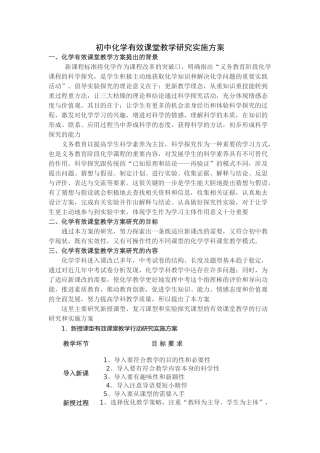 初中化学有效课堂教学研究实施方案