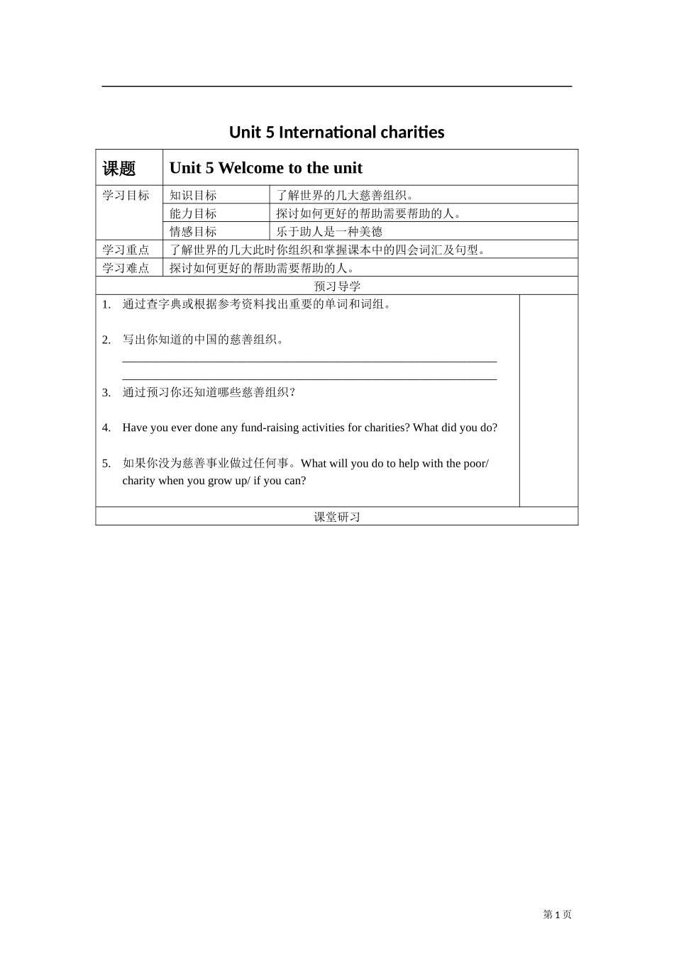 Unit5Internationalcharities_第1页