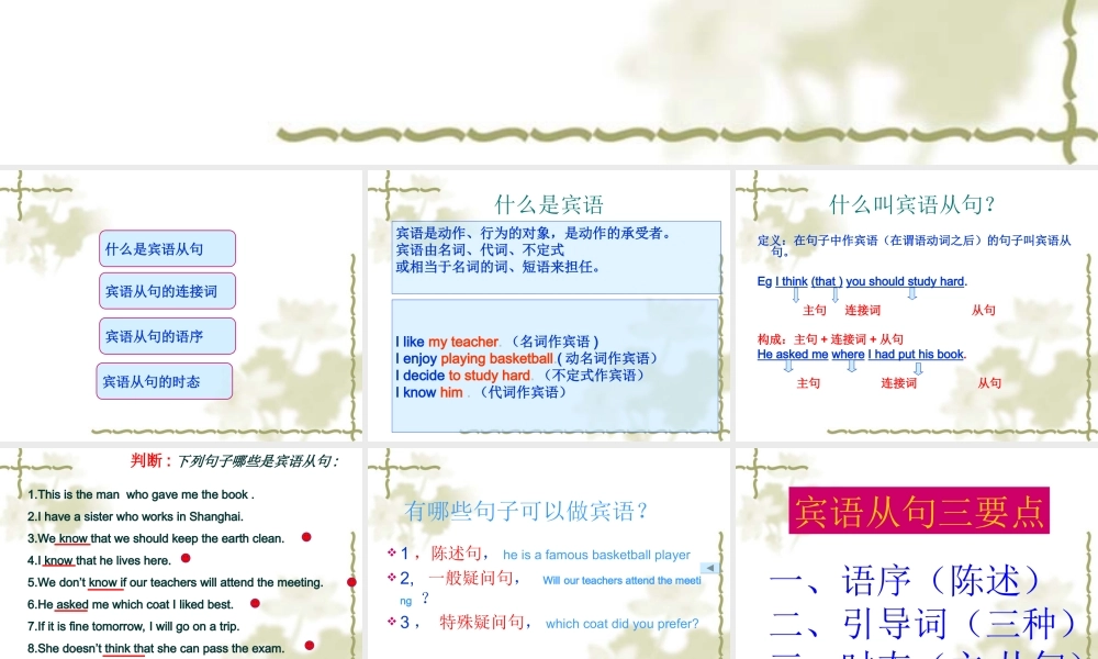 初中宾语从句